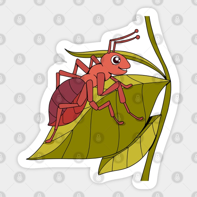 Ant Tree Leaf Sticker by Mako Design 